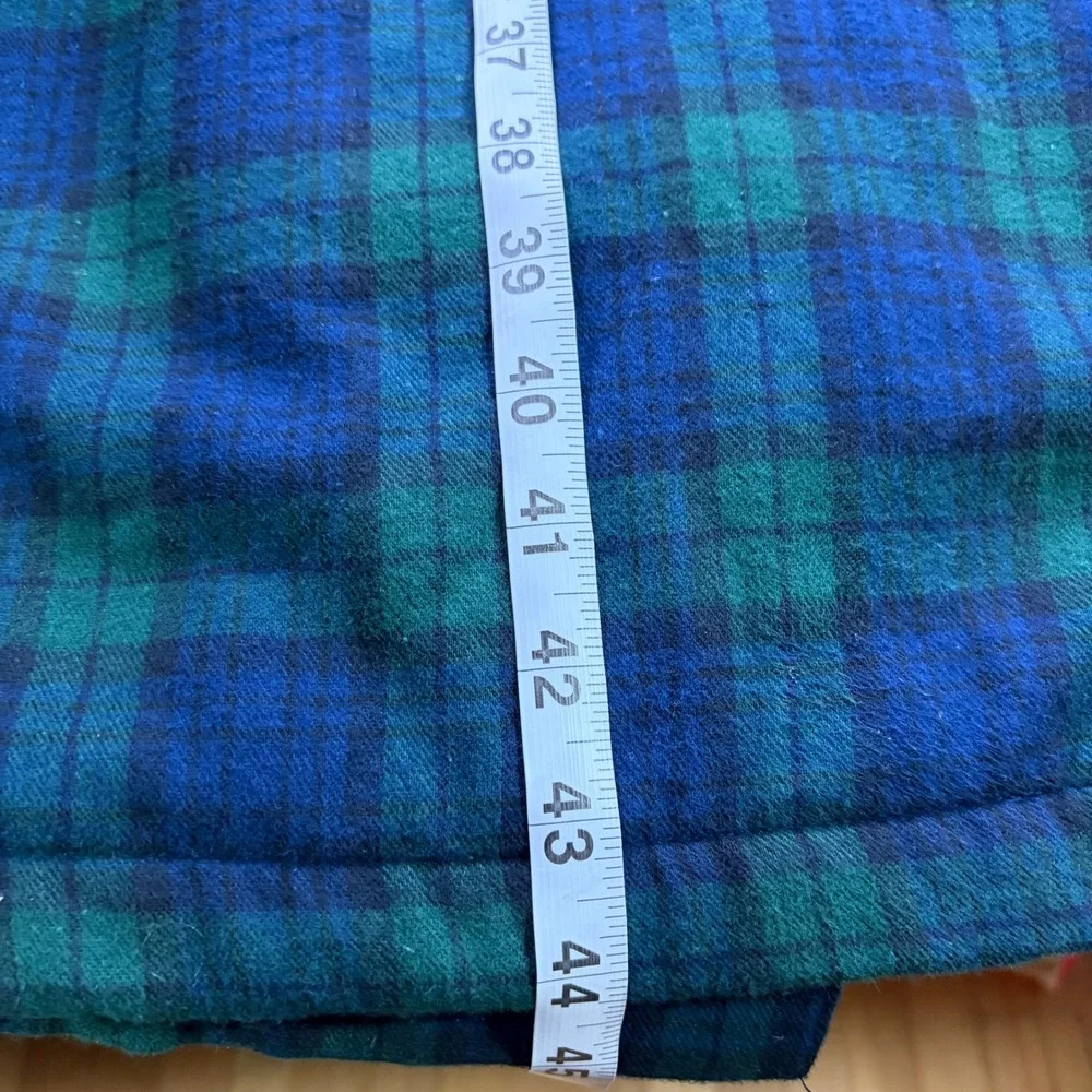 L.L. Bean Scotch Plaid Flannel Robe Mens M Reg Black Watch Sherpa Lined Belted